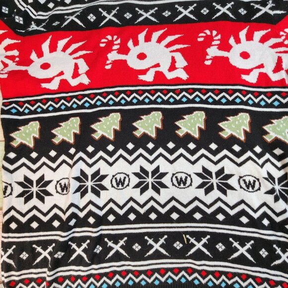 World Of Warcraft Ugly Christmas Sweater Murloc Medium Cotton Sweater - Picture 1 of 8